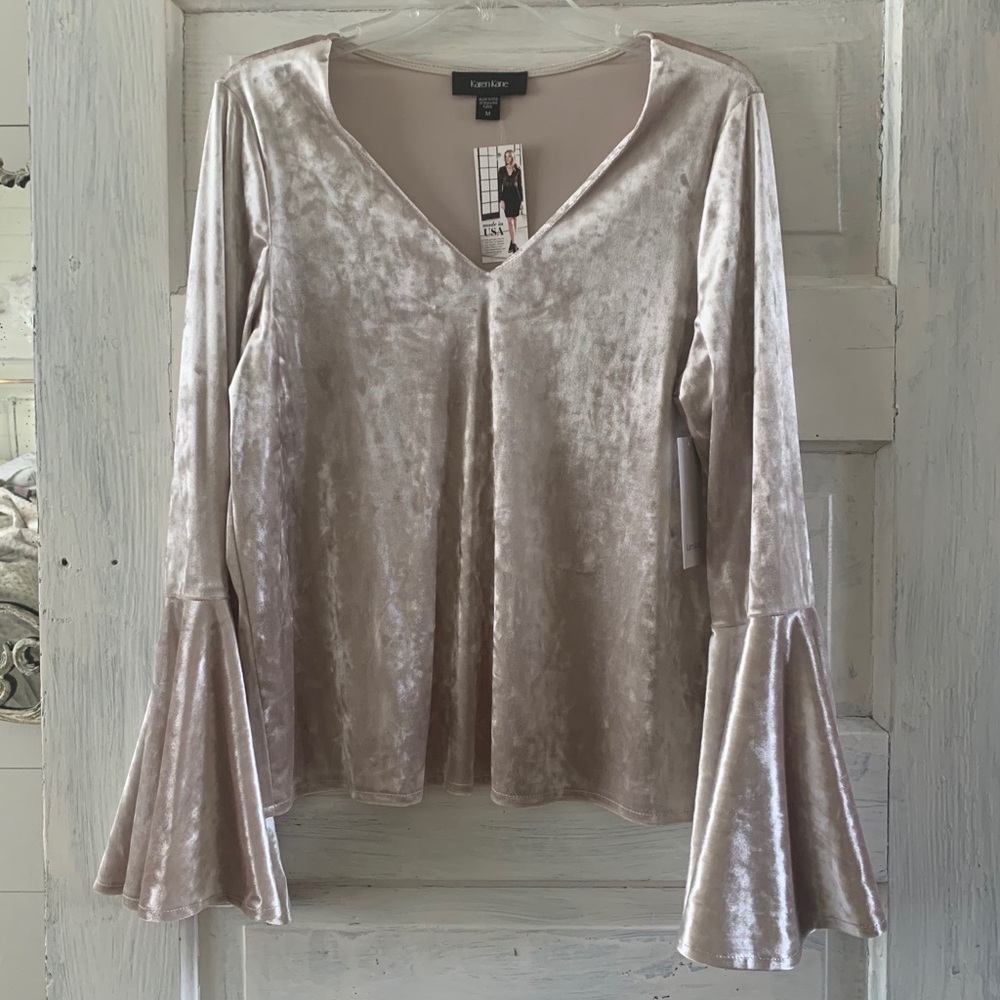 Karen Kane Velvet Bell Sleeve Top - Picture 4 of 6